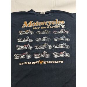 Motorcycle Men's L Black Cotton t-shirt Live to Ride Motorcycles Graphic Print